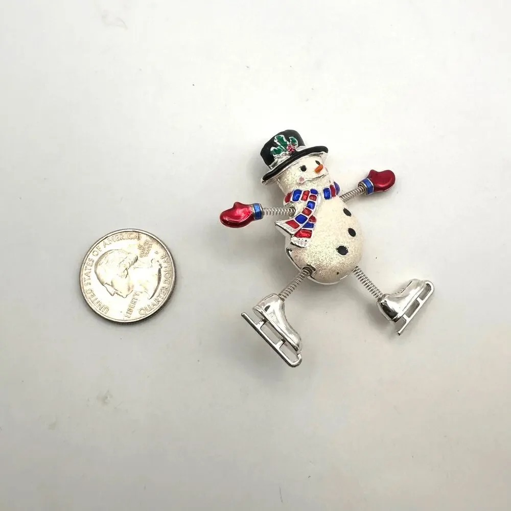 Vintage DANECRAFT Snowman Christmas Pin Enamel Brooch Xmas Holiday Retro